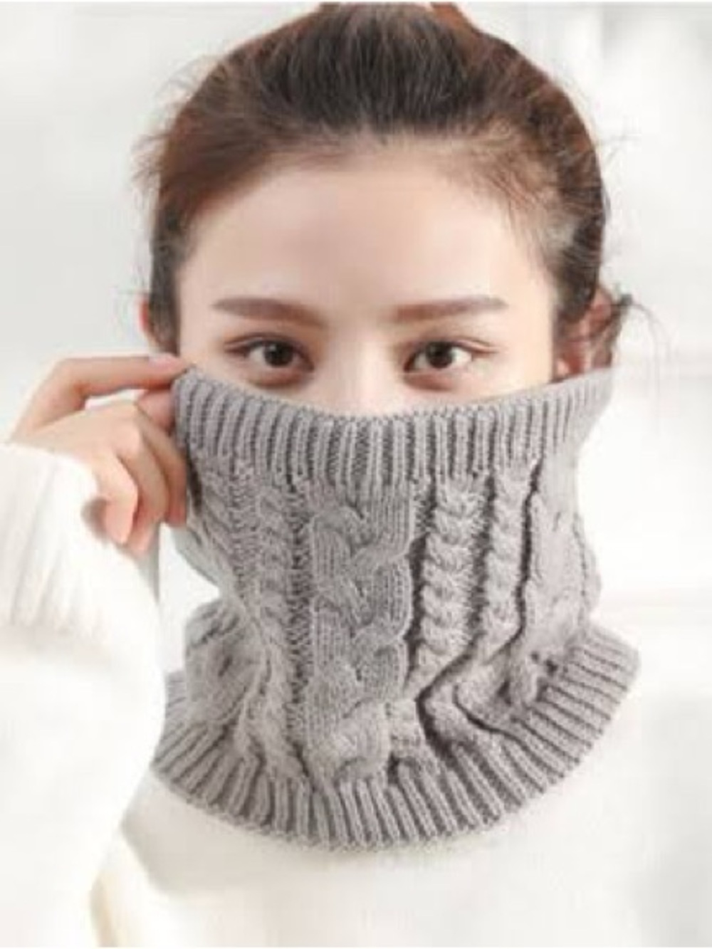 Michael Kors Cozy Cable Knit Neck Warmer - Gray - Picture 1 of 5